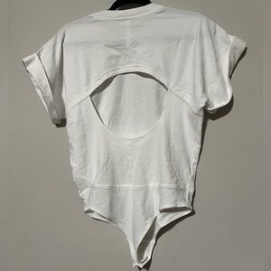 Lululemon White Athletica Bodysuit with Open Back